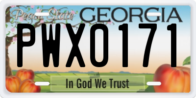 GA license plate PWX0171