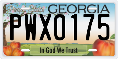 GA license plate PWX0175