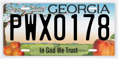GA license plate PWX0178