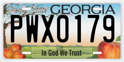 GA license plate PWX0179