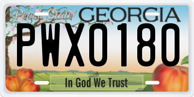 GA license plate PWX0180