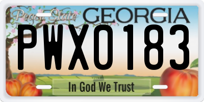 GA license plate PWX0183