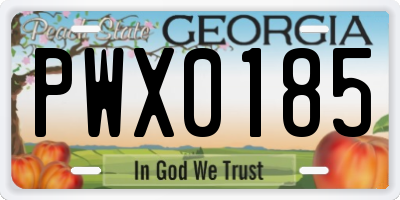 GA license plate PWX0185