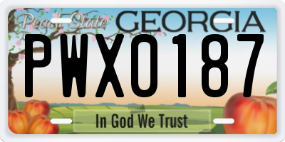 GA license plate PWX0187