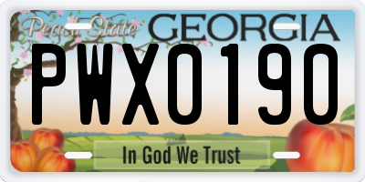 GA license plate PWX0190