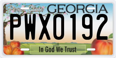 GA license plate PWX0192