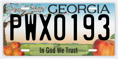 GA license plate PWX0193