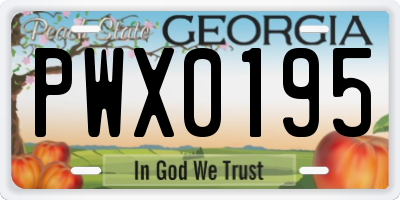 GA license plate PWX0195