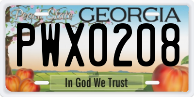 GA license plate PWX0208