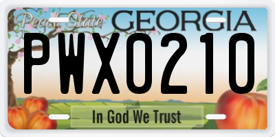 GA license plate PWX0210