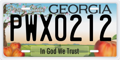 GA license plate PWX0212