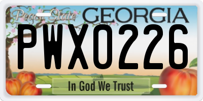 GA license plate PWX0226