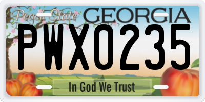 GA license plate PWX0235