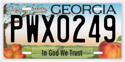 GA license plate PWX0249