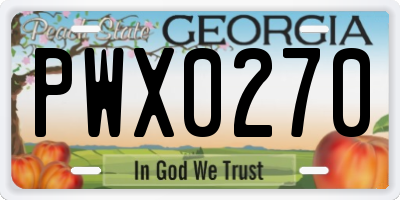 GA license plate PWX0270