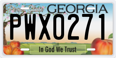 GA license plate PWX0271