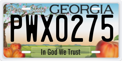 GA license plate PWX0275