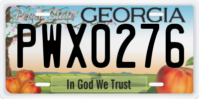 GA license plate PWX0276