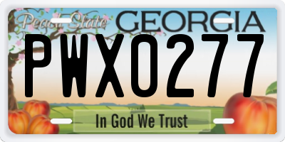 GA license plate PWX0277