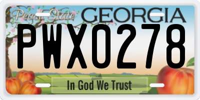 GA license plate PWX0278