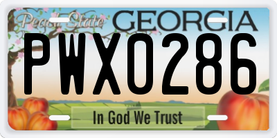 GA license plate PWX0286