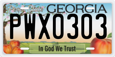 GA license plate PWX0303