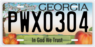 GA license plate PWX0304