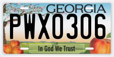 GA license plate PWX0306
