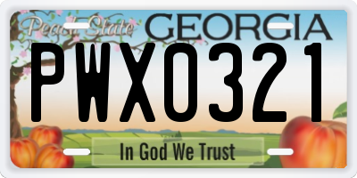 GA license plate PWX0321
