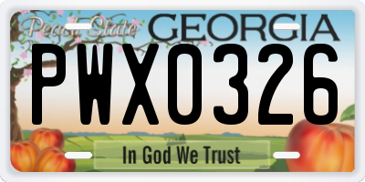 GA license plate PWX0326