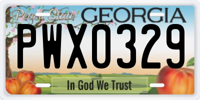 GA license plate PWX0329