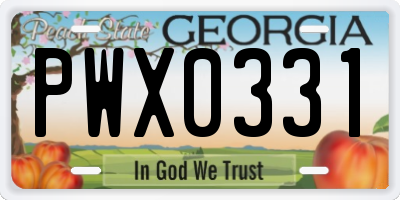 GA license plate PWX0331