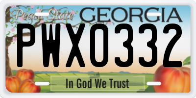 GA license plate PWX0332
