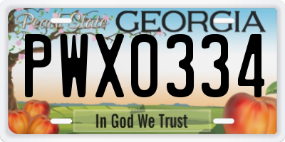 GA license plate PWX0334
