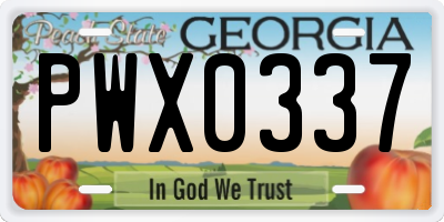 GA license plate PWX0337