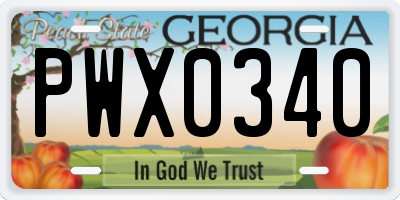 GA license plate PWX0340