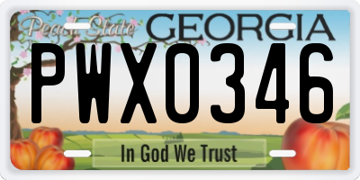GA license plate PWX0346