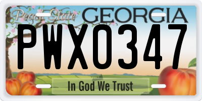 GA license plate PWX0347