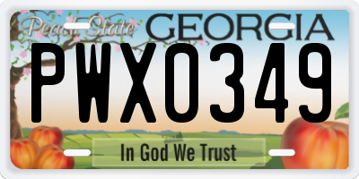 GA license plate PWX0349