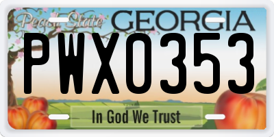 GA license plate PWX0353