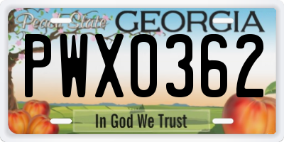 GA license plate PWX0362