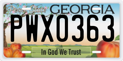 GA license plate PWX0363