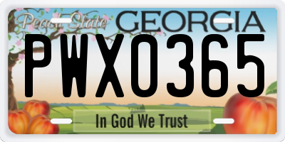 GA license plate PWX0365