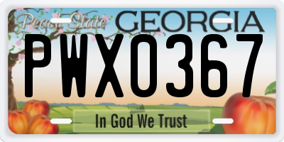GA license plate PWX0367