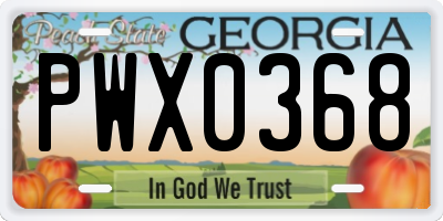 GA license plate PWX0368
