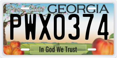 GA license plate PWX0374