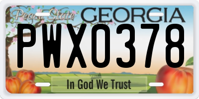 GA license plate PWX0378