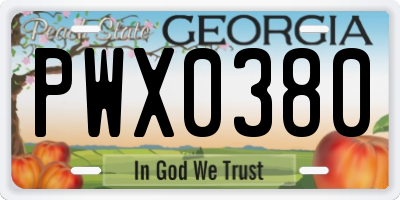 GA license plate PWX0380