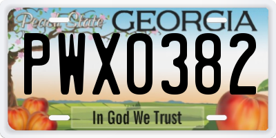 GA license plate PWX0382