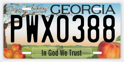 GA license plate PWX0388